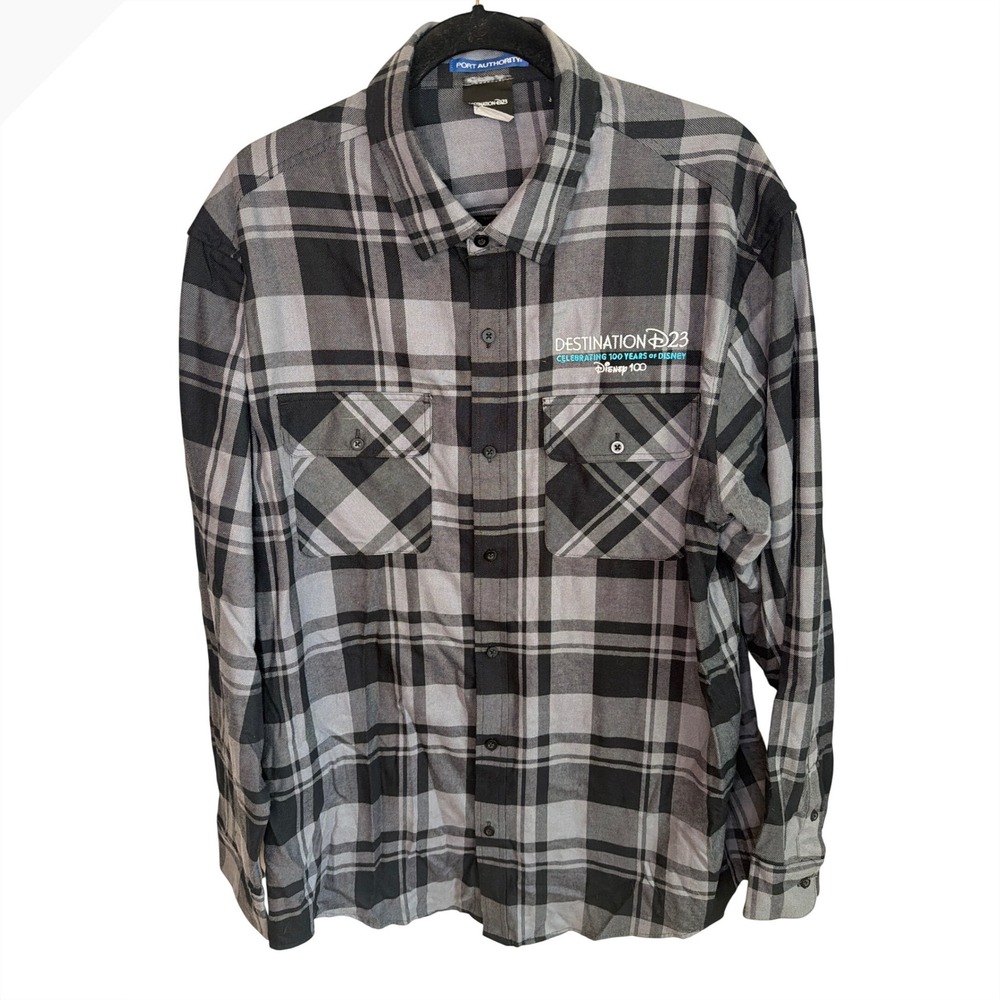 Disney Destination D23 100 Years of Magic Mickey Mouse Plaid Flannel Shirt XL
